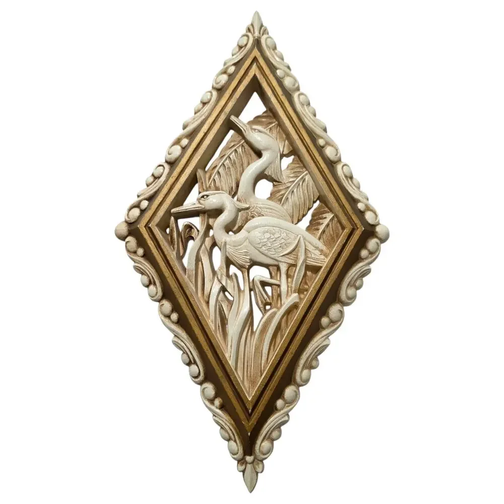 Vintage 1973 Burwood Bird Wall Plaques Set 4 Diamond Cream Gold 18